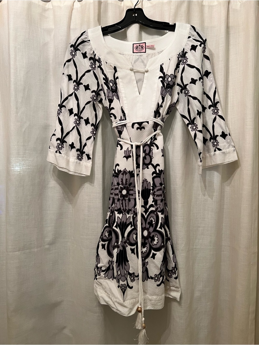 Juicy Couture Angel Black Abigail print boho tunic dress